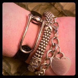 Gorgeous Hermès black leather & sterling bracelet